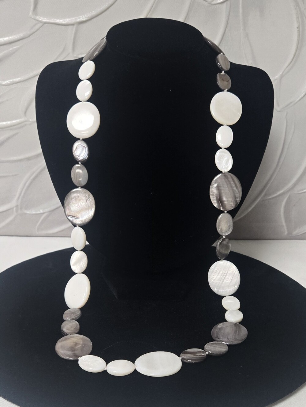 Vintage Natural Polished Abalone And Mother Of Pearl Beaded Necklace